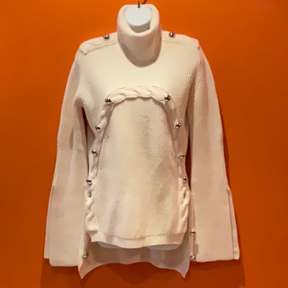 MONSE Merino Wool Ivory Turtleneck Sweater Top L